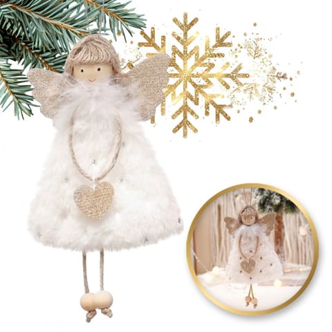 ⁨Christmas tree decoration - Angel white 16cm 1pc⁩ at Wasserman.eu