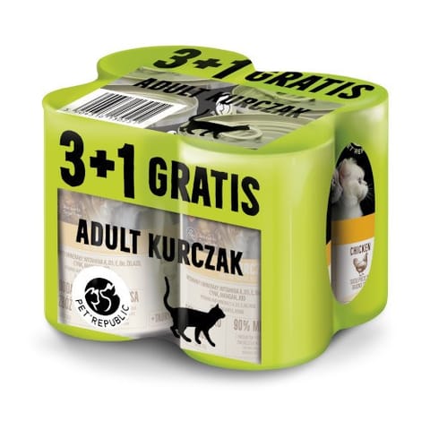 ⁨PETREPUBLIC Adult Chicken - wet cat food - 3 + 1 gratis! 4 x 400g⁩ at Wasserman.eu