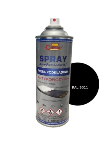 ⁨SPRAY Farba Podkładowa antykorozyjna Champion 400ml CZARNY RAL 9011⁩ w sklepie Wasserman.eu