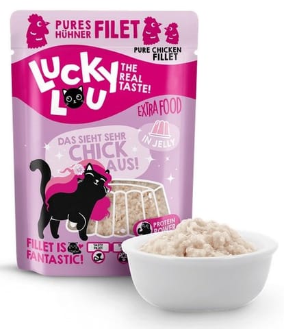 ⁨Lucky Lou Extrafood Kurczak w galaretce saszetka 70g⁩ w sklepie Wasserman.eu