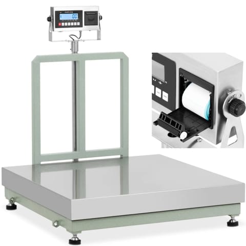 ⁨Waga platformowa z drukarką etykiet LCD 100 x 100 cm 300 kg / 20 g⁩ w sklepie Wasserman.eu