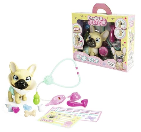 ⁨Pamper Petz Vet set with a dog from the diaper Simba gang⁩ at Wasserman.eu