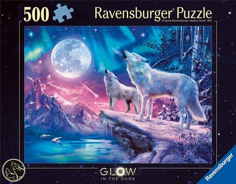 ⁨Puzzle 2D 500 Świecące - Wilk w zorzy polarnej⁩ w sklepie Wasserman.eu