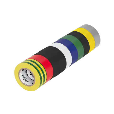 ⁨Komplet taśm izolacyjnych klejących REBEL (10 szt. - 0,13 mm x 19 mm x 10 yd) mix kolorów⁩ w sklepie Wasserman.eu
