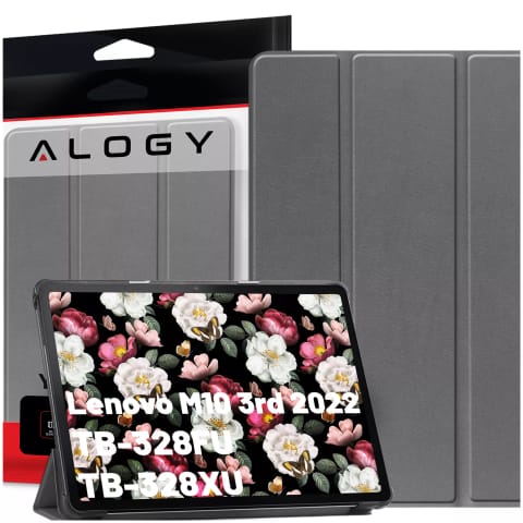 ⁨Etui na tablet Lenovo Tab M10 3gen 3 GEN 10.1 2022 TB328FU TB328XU obudowa Case Alogy Book Cover Szare⁩ w sklepie Wasserman.eu