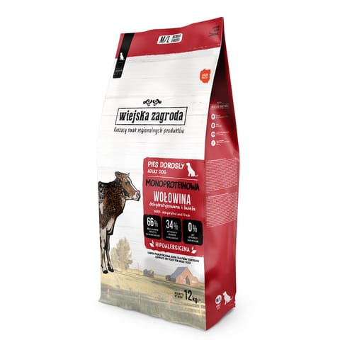 ⁨WIEJSKA ZAGRODA Monoprotein Beef - dry dog food - 12kg⁩ at Wasserman.eu