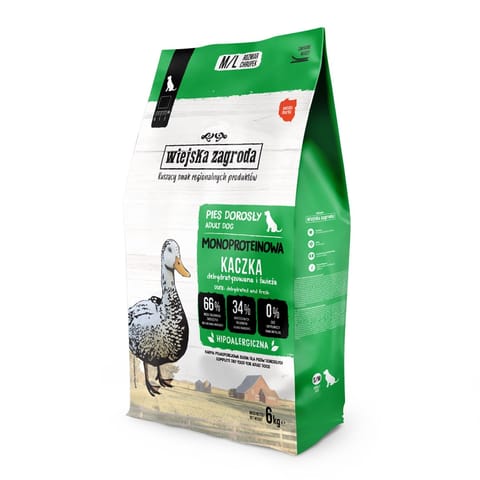 ⁨WIEJSKA ZAGRODA Monoprotein Duck - dry dog food - 6kg⁩ at Wasserman.eu