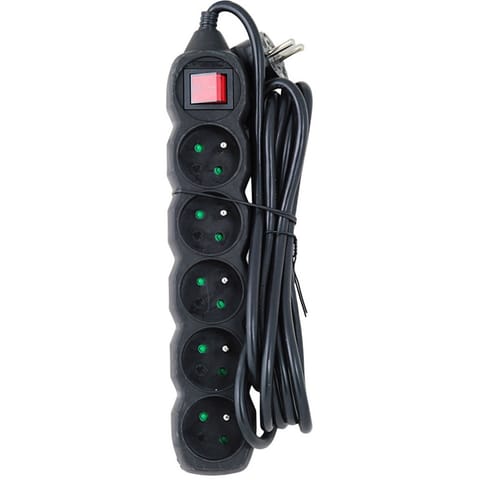 ⁨Esperanza ELK215K Power strip 5GN/3M Black⁩ at Wasserman.eu