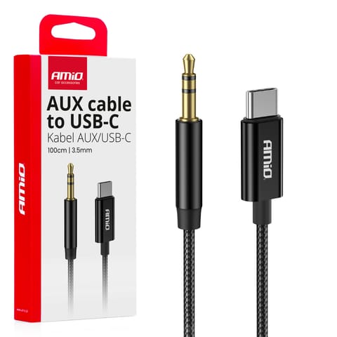 ⁨Kabel audio usb-c na aux mini jack 3.5mm 1m amio-04294⁩ w sklepie Wasserman.eu