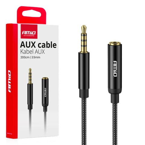 ⁨Kabel audio przedłużacz aux mini jack 3.5mm 2m amio-04296⁩ w sklepie Wasserman.eu