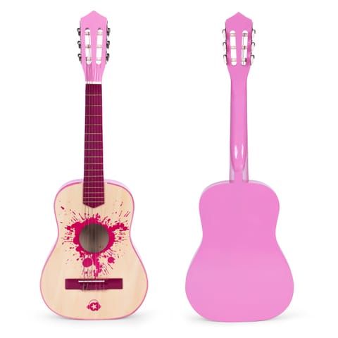 ⁨Gitara dla dzieci różowa duża - 30 drewniana 6 strun metalowe i nylonowe ECOTOYS⁩ w sklepie Wasserman.eu