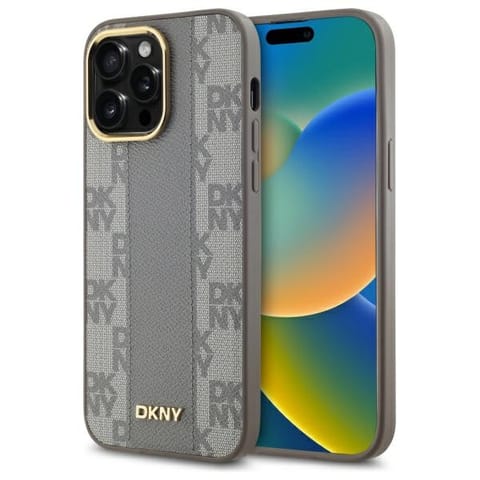 ⁨DKNY DKHMP14XPCPVSLE iPhone 14 Pro Max6.7" beżowy/beige hardcase Leather Checkered Mono Pattern MagSafe⁩ w sklepie Wasserman.eu