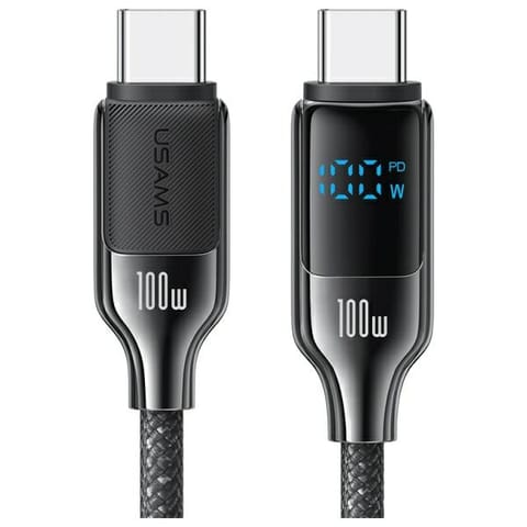 ⁨USAMS Kabel USB-C na USB-C 100W 1,2m      Digital Display Zinc Alloy Fast Charging Data Cable HX Series SJ742USB01 (US-SJ742)⁩ w sklepie Wasserman.eu