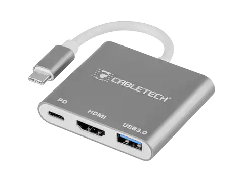 ⁨Złącze adapter Cabletech wtyk Typu C - gniazda USB 3.0 HDMI 2.0 Typu C⁩ w sklepie Wasserman.eu