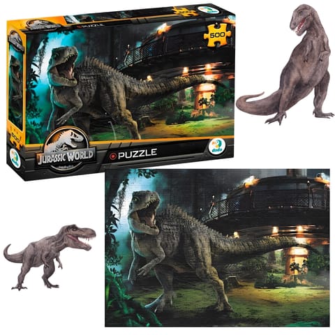 ⁨PUZZLE JURASSIC WORLD 500 ELEMENTÓW MEGA UKŁADANKA DINOZAURY PARK JURAJSKI⁩ w sklepie Wasserman.eu