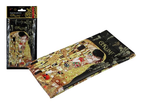 ⁨Etui na okulary, miękkie - G. Klimt, Pocałunek, czarne tło(CARMANI)⁩ w sklepie Wasserman.eu