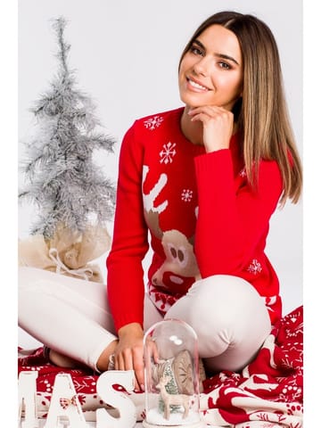 ⁨MXS04 Christmas sweater with reindeer - red (red, universal size)⁩ at Wasserman.eu