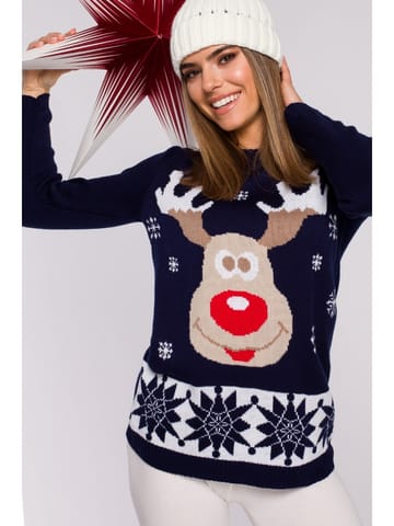 ⁨MXS04 Christmas sweater with reindeer - navy blue (Navy blue, one size all)⁩ at Wasserman.eu