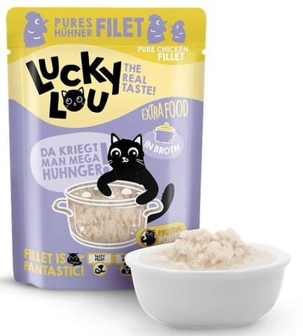 ⁨Lucky Lou Extrafood Kurczak w bulionie saszetka 70g⁩ w sklepie Wasserman.eu