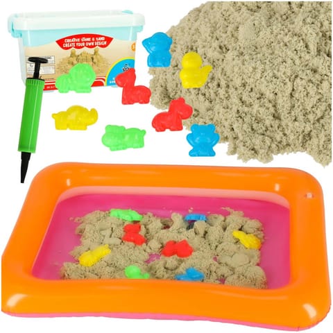⁨Piasek dla dzieci w wiaderku 1kg foremki beżowy⁩ w sklepie Wasserman.eu