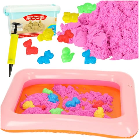 ⁨Piasek dla dzieci w wiaderku 1kg foremki różowy⁩ w sklepie Wasserman.eu