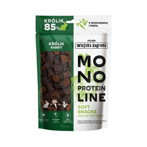 ⁨WIEJSKA ZAGRODA Monoproteinowy soft snacks Królik (dorosły) - Przysmak dla psa - 115g⁩ w sklepie Wasserman.eu
