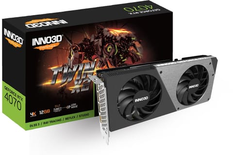 ⁨Karta graficzna INNO3D GeForce RTX 4070 TWIN X2 12 GB GDDR6X DLSS 3 (N40702-126X-185252N)⁩ w sklepie Wasserman.eu