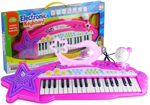 ⁨Keyboard Organki 37 Klawiszy MP3  Mikrofon Różowe⁩ w sklepie Wasserman.eu