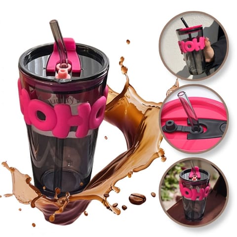 Kubek z kolorowego szkła na Kawę Herbatę ze słomką i zamknięciem 400 ML CUP14 w sklepie Wasserman.eu