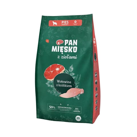 ⁨PAN MIĘSKO with herbs Beef with rabbit M - dry dog food - 20kg⁩ at Wasserman.eu