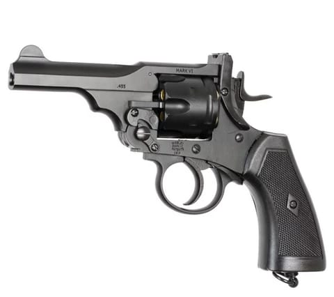 ⁨WEBLEY MKVI .455 Police cal.4.5 mm Diabolo cartridge 6-shot barrel 4’ CO2 Black Ekp to17J⁩ at Wasserman.eu