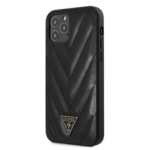 ⁨Guess GUHCP12LPUVQTMLBK iPhone 12 Pro  Max 6,7" czarny/black hardcase V-Quilted Collection⁩ w sklepie Wasserman.eu