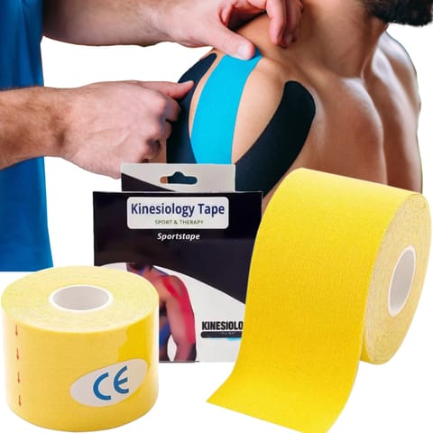 ⁨EXTRALINK PLASTRY TAPE TEJPY KINESIOTAPING TEJP TAŚMA KINESIO SPORT PRO 5MX5CM ZÓŁTY P-866⁩ w sklepie Wasserman.eu