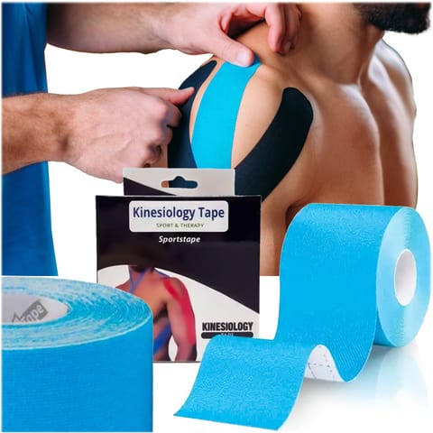 ⁨EXTRALINK PLASTRY TAPE TEJPY KINESIOTAPING TEJP TAŚMA SPORT PRO 5MX5CM NIEBIESKA P-238⁩ w sklepie Wasserman.eu