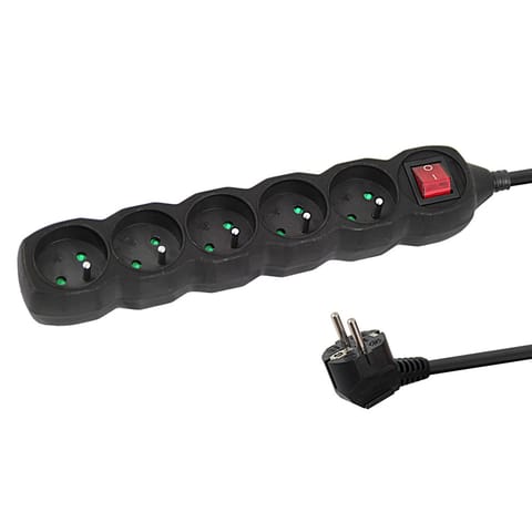 ⁨Esperanza ELK214K Power strip 5GN/1,5M Black⁩ at Wasserman.eu