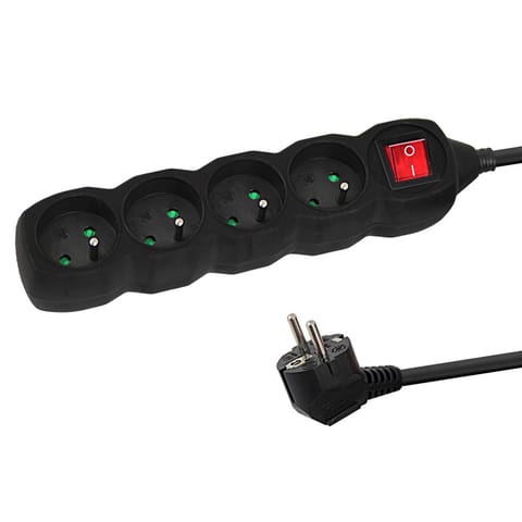 ⁨Esperanza ELK213K Power strip 4GN/3M Black⁩ at Wasserman.eu