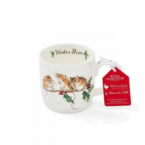 ⁨Myszki na Gałązce Ostrokrzewu Kubek Porcelanowy 310 ml⁩ w sklepie Wasserman.eu