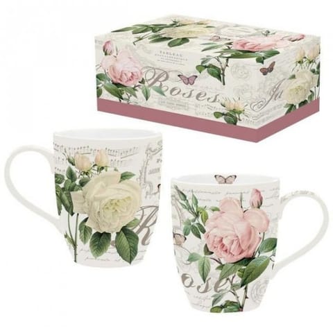 ⁨Róże Kubki Porcelanowe w Ozdobnym Pudełku 350 ml szt.⁩ w sklepie Wasserman.eu