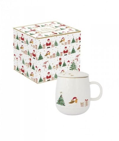 ⁨Magia Świąt Ptaszek Kubek Porcelanowy z Zaprzaczem⁩ w sklepie Wasserman.eu