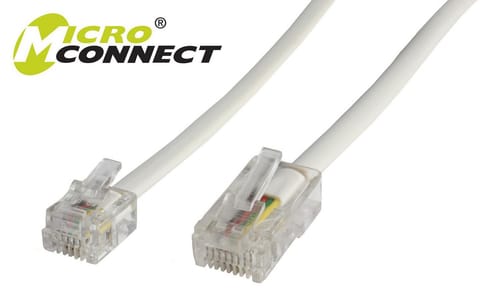 ⁨MicroConnect RJ11-RJ45 1M M/M White⁩ w sklepie Wasserman.eu