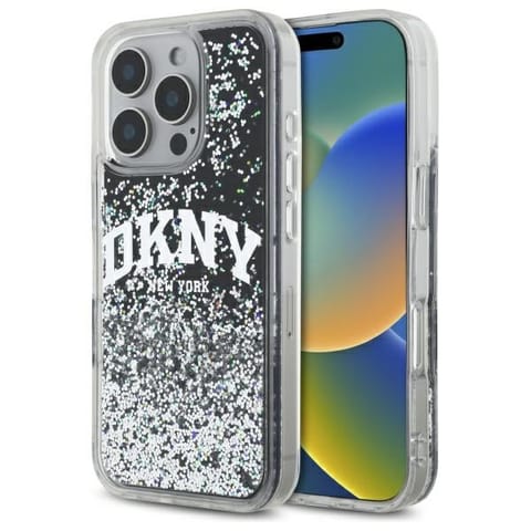 ⁨DKNY DKHCP16XLBNAEK iPhone 16 Pro Max     6.9" czarny/black hardcase Liquid Glitter Arch Logo⁩ w sklepie Wasserman.eu