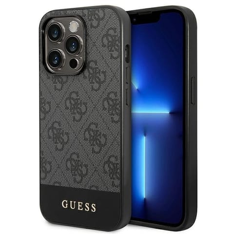 ⁨Guess GUHCP14XG4GLGR iPhone 14 Pro Max 6,7" szary/grey hard case 4G Stripe Collection⁩ w sklepie Wasserman.eu