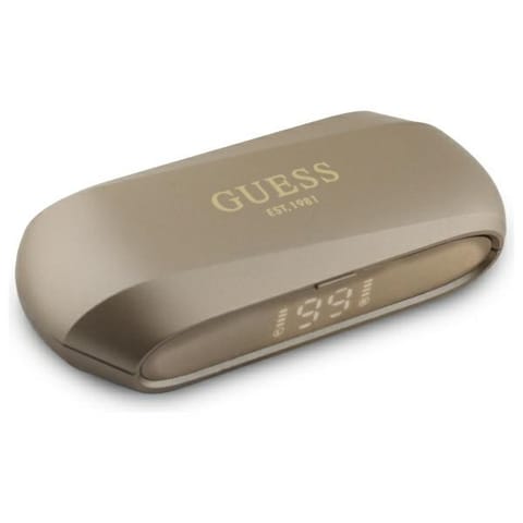 ⁨Guess słuchawki Bluetooth GUTWSC2MCDSD    TWS + stacja dokująca złoty/gold Elongated Metalic Printed Logo⁩ w sklepie Wasserman.eu