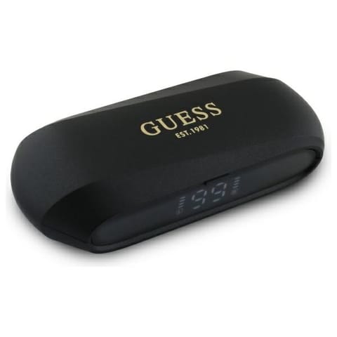 ⁨Guess słuchawki Bluetooth GUTWSC2MCDSK    TWS + stacja dokująca czarny/black Elongated Metalic Printed Logo⁩ w sklepie Wasserman.eu