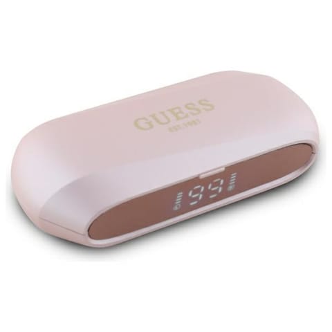 ⁨Guess słuchawki Bluetooth GUTWSC2MCDSP    TWS + stacja dokująca różowy/pink Elongated Metalic Printed Logo⁩ w sklepie Wasserman.eu