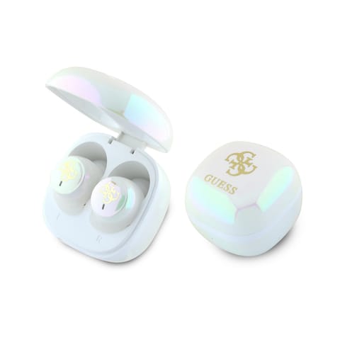 Guess słuchawki Bluetooth GUTWSJ144ESH TWS + stacja dokująca biały/white Iridescent 4G Printed Logo w sklepie Wasserman.eu