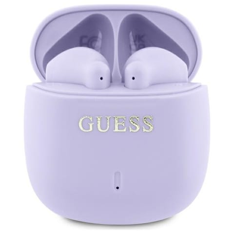 ⁨Guess słuchawki Bluetooth GUTWSJ14ESGU    TWS + stacja dokująca fioletowy/purple Printed Classic Logo⁩ w sklepie Wasserman.eu