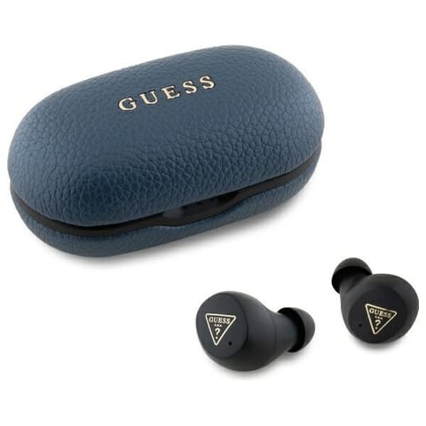 ⁨Guess słuchawki Bluetooth GUTWSPGTSPSB    TWS + stacja dokująca niebieski/blue Grained Classic Logo⁩ w sklepie Wasserman.eu