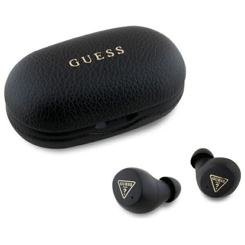 ⁨Guess słuchawki Bluetooth GUTWSPGTSPSK    TWS + stacja dokująca czarny/black Grained Classic Logo⁩ w sklepie Wasserman.eu