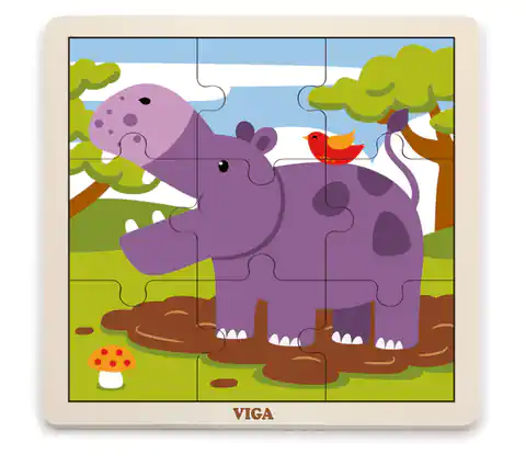 ⁨Viga 51443 Puzzle na podkładce 9 elementów - hipopotam⁩ at Wasserman.eu